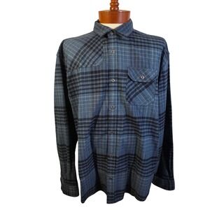 Howler Brothers Mens Plaid Long Sleeve Button Up Shirt XL Blue Black Flannel
